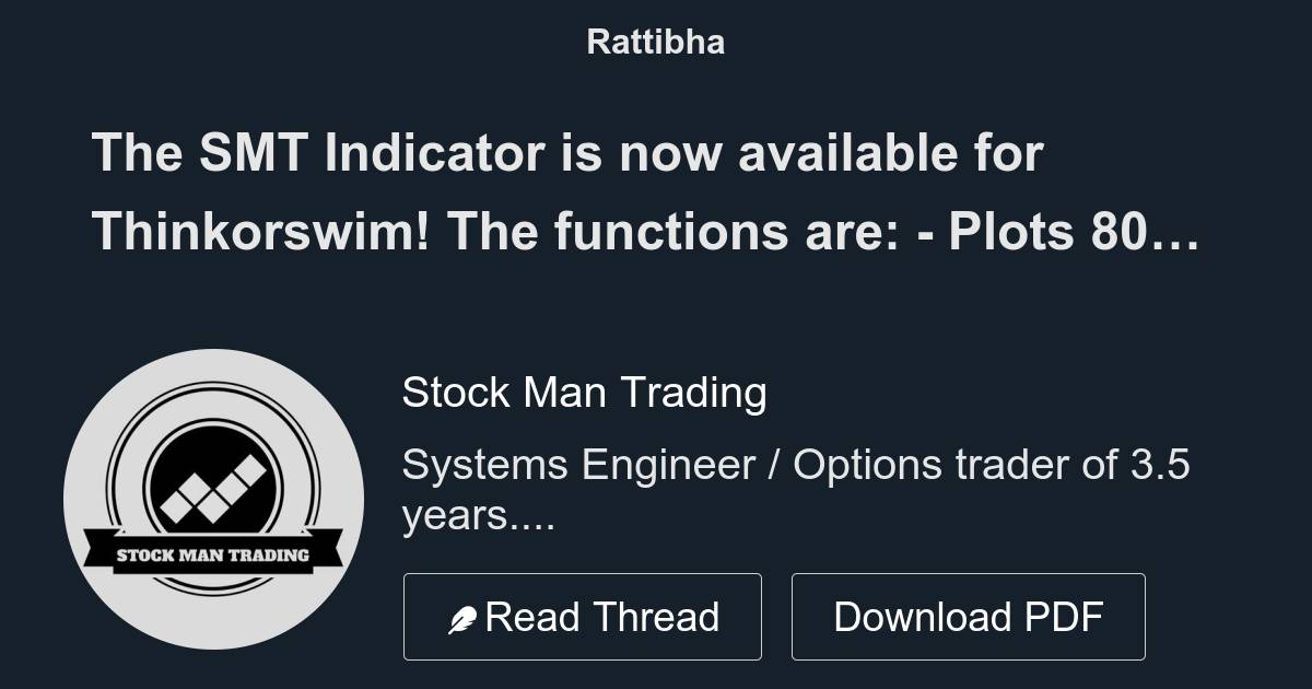 The Smt Indicator Is Now Available For Thinkorswim The Functions Are