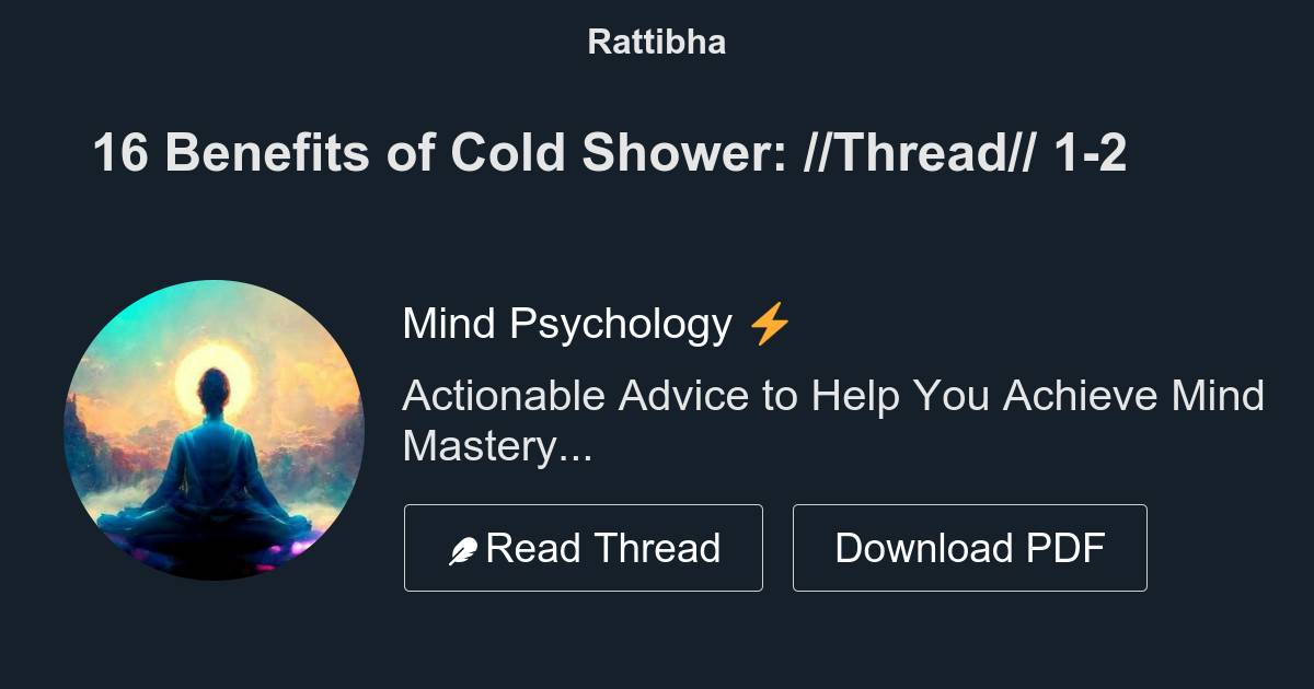 16 Benefits of Cold Shower Thread المسلسل من Mind Psychology