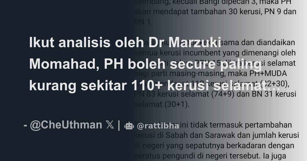 Ikut Analisis Oleh Dr Marzuki Momahad PH Boleh Secure Paling Kurang