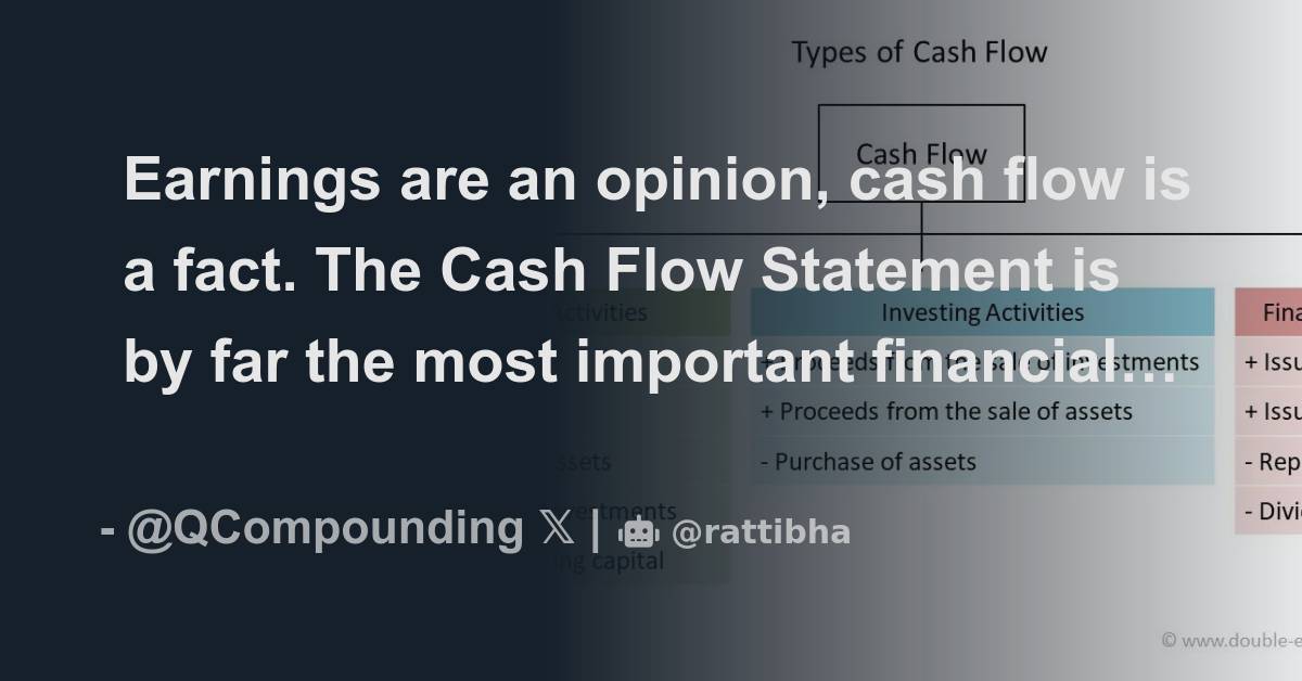 Earnings Are An Opinion Cash Flow Is A Fact The Cash Flow Statement