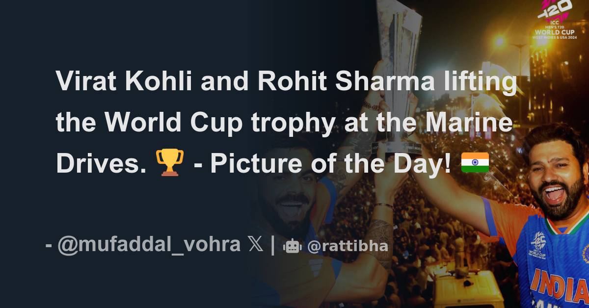 Virat Kohli And Rohit Sharma Lifting The World Cup Trophy At The Marine