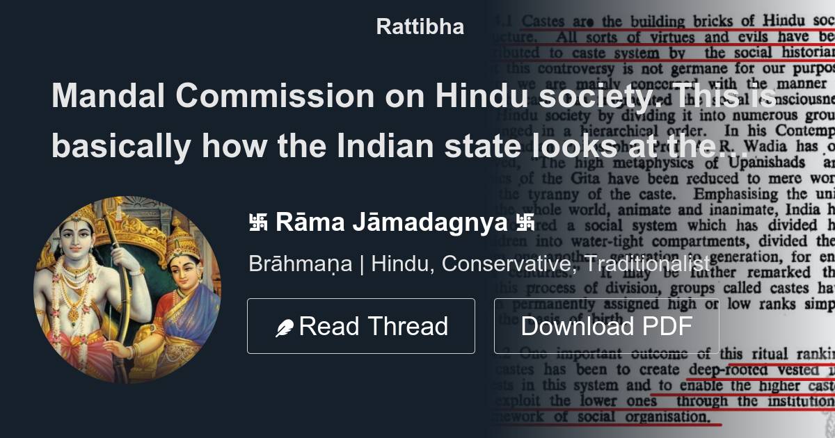 Mandal Commission On Hindu Society. This Is Basically How The Indian ...