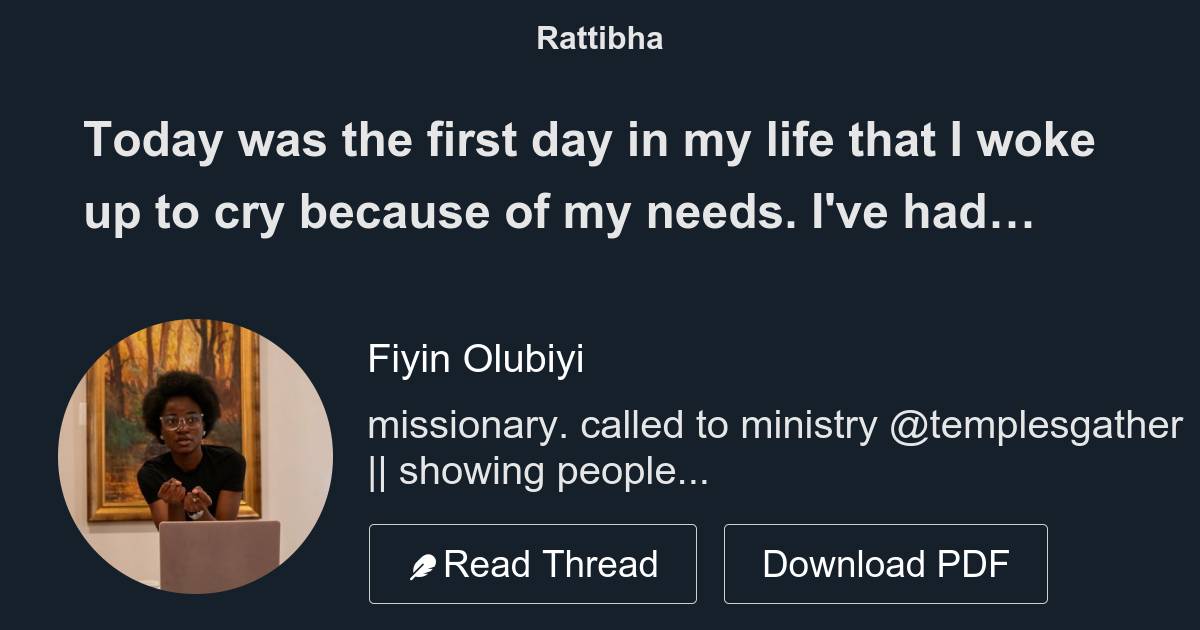 Today was the first day in my life that I woke up to cry because of my