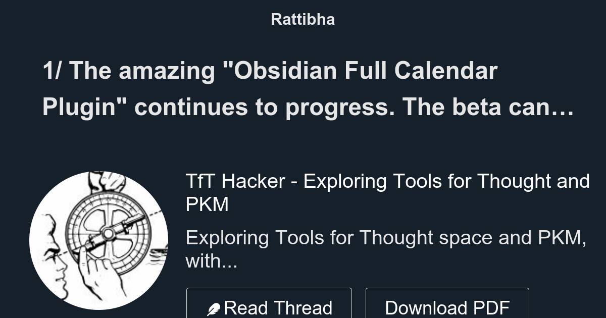 1/ The amazing quot Obsidian Full Calendar Plugin quot continues to progress