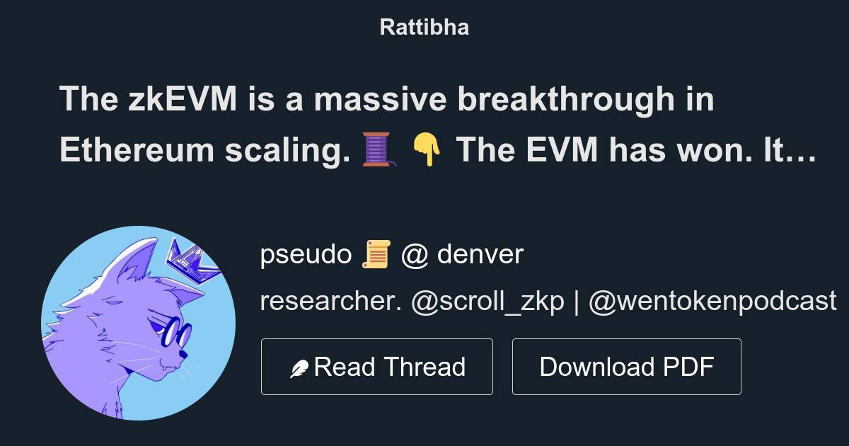 The ZkEVM Is A Massive Breakthrough In Ethereum Scaling. 🧵 👇 - Thread ...