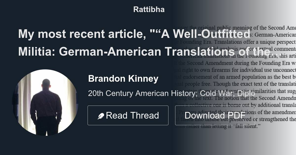 My most recent article, "“A WellOutfitted Militia GermanAmerican