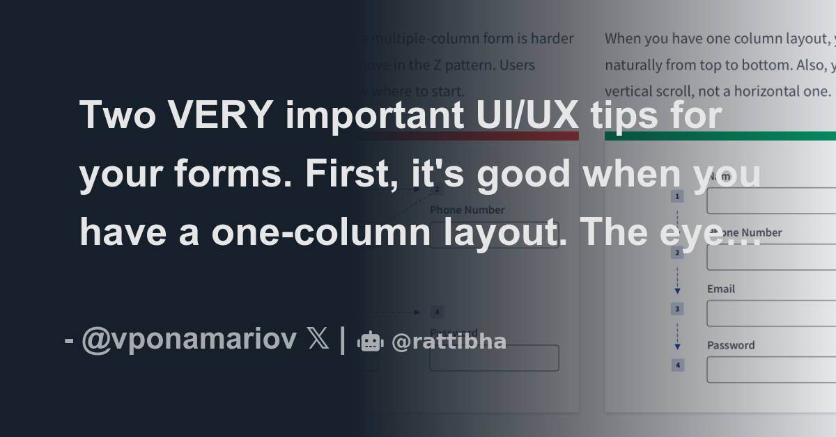 Two VERY important UI/UX tips for your forms. First, it's good when you ... image.