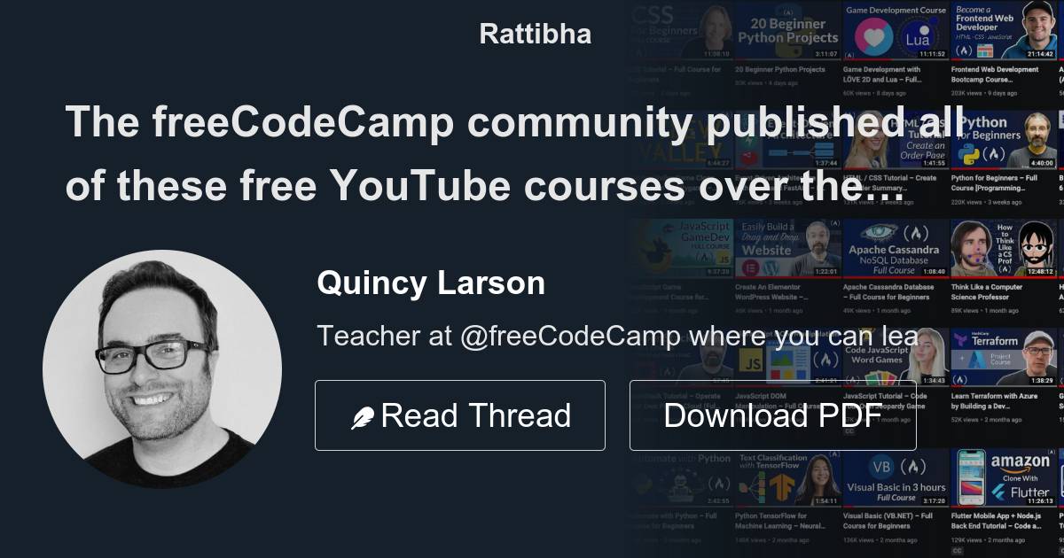 The freeCodeCamp community published all of these free YouTube courses ...