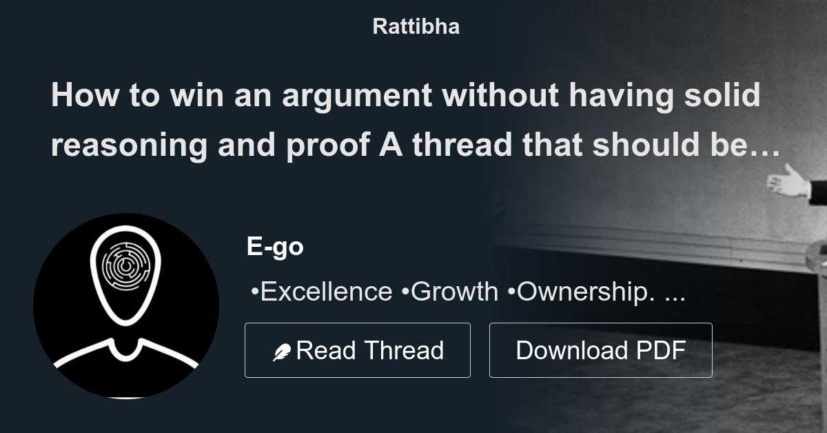 How to win an argument without having solid reasoning and proof A ...