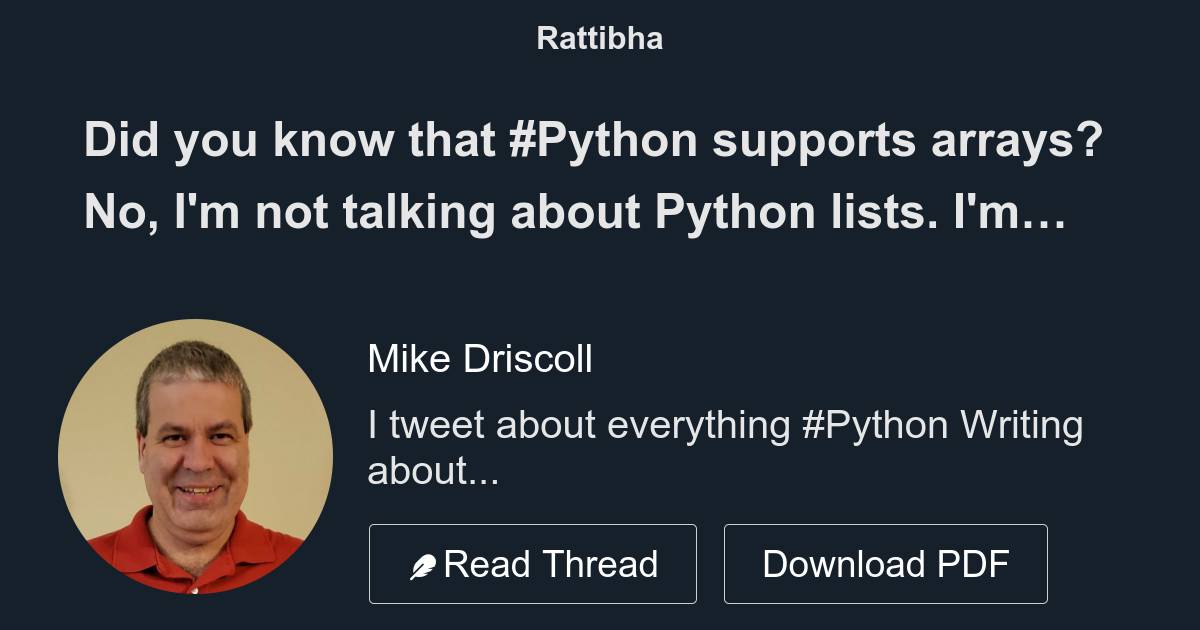 Did you know that python supports arrays no i m not talking about