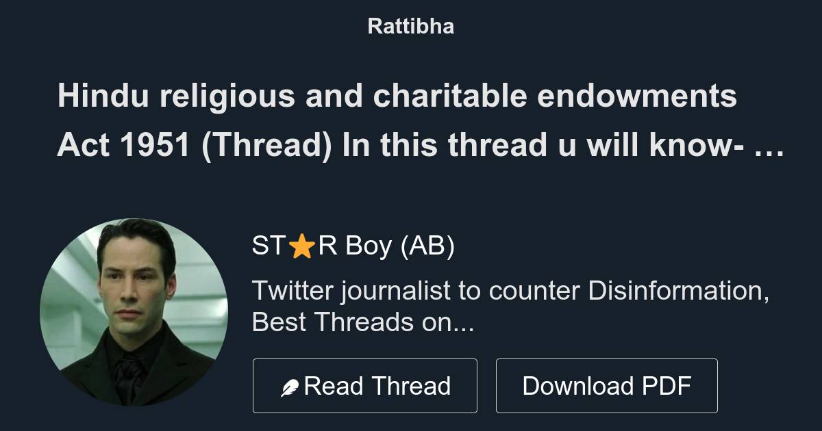 Hindu religious and charitable endowments Act 1951 (Thread) In this