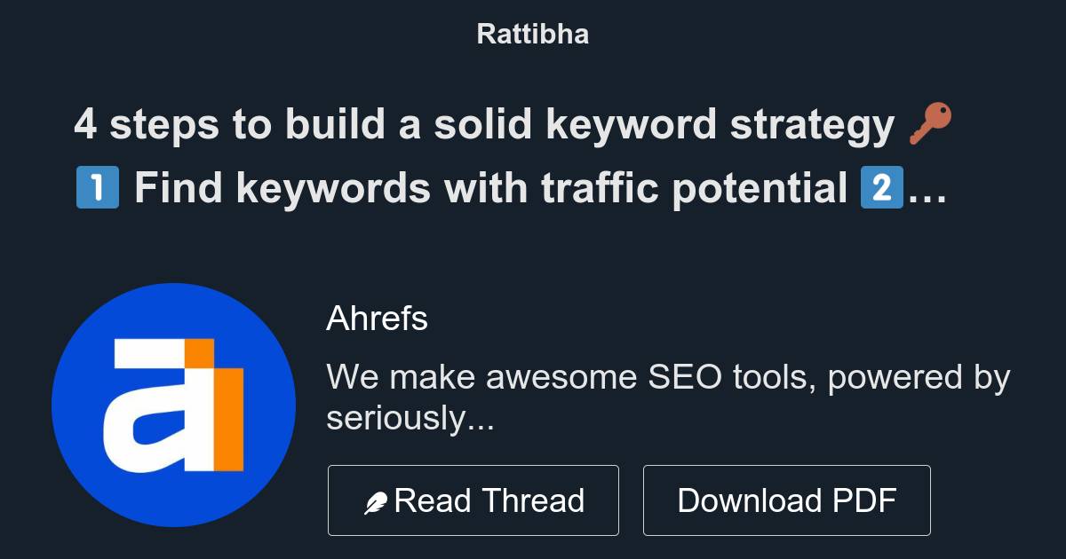 4 steps to build a solid keyword strategy 🔑 1️⃣ Find keywords with ...
