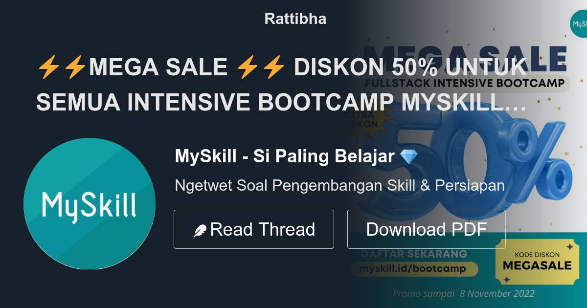  mega sale diskon 50 untuk semua intensive bootcamp myskill