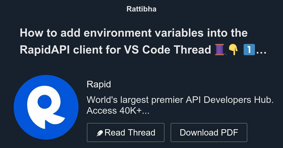 How to add environment variables into the RapidAPI client for VS Code ...