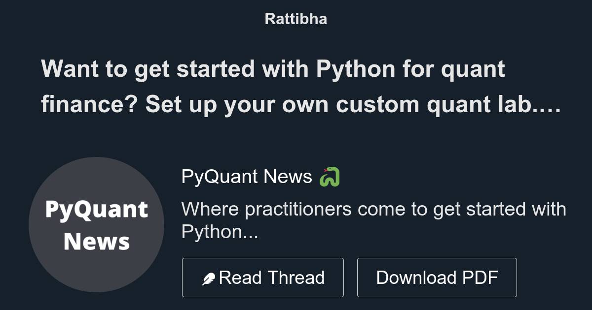 Want to get started with Python for quant finance? Set up your own ...