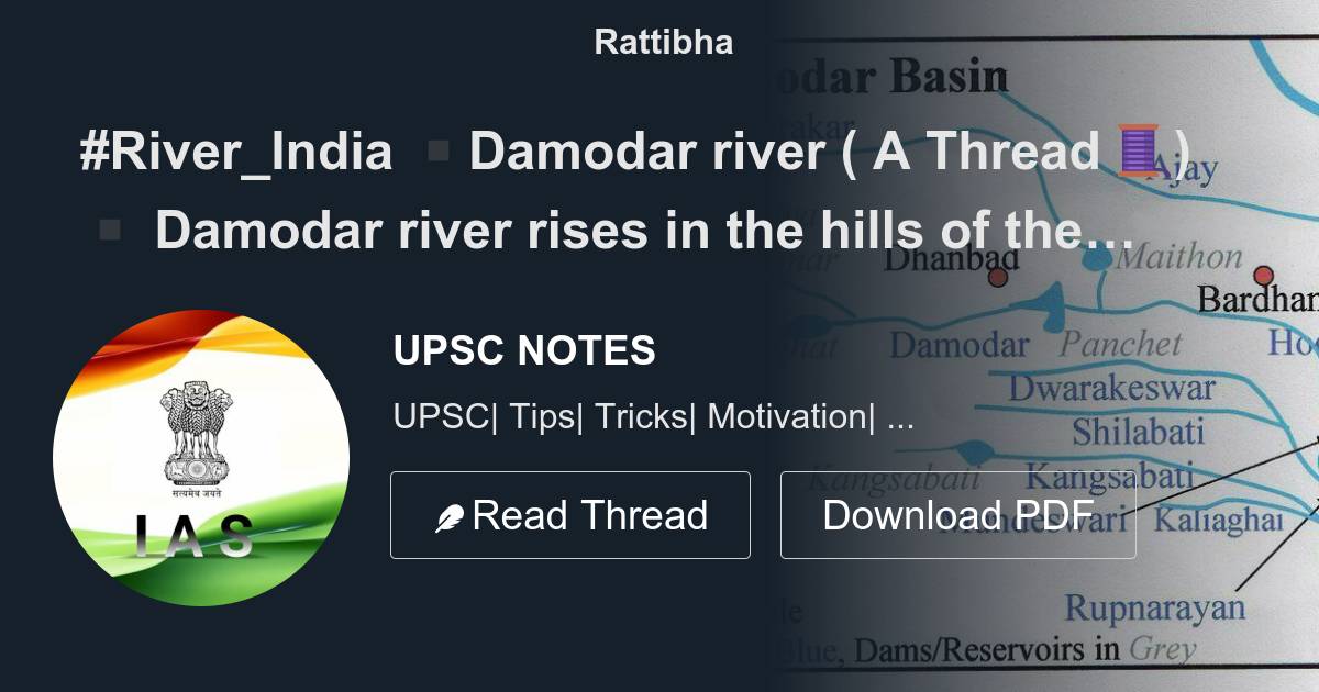 River_India ️Damodar river ( A Thread 🧵) ️ Damodar river rises in the