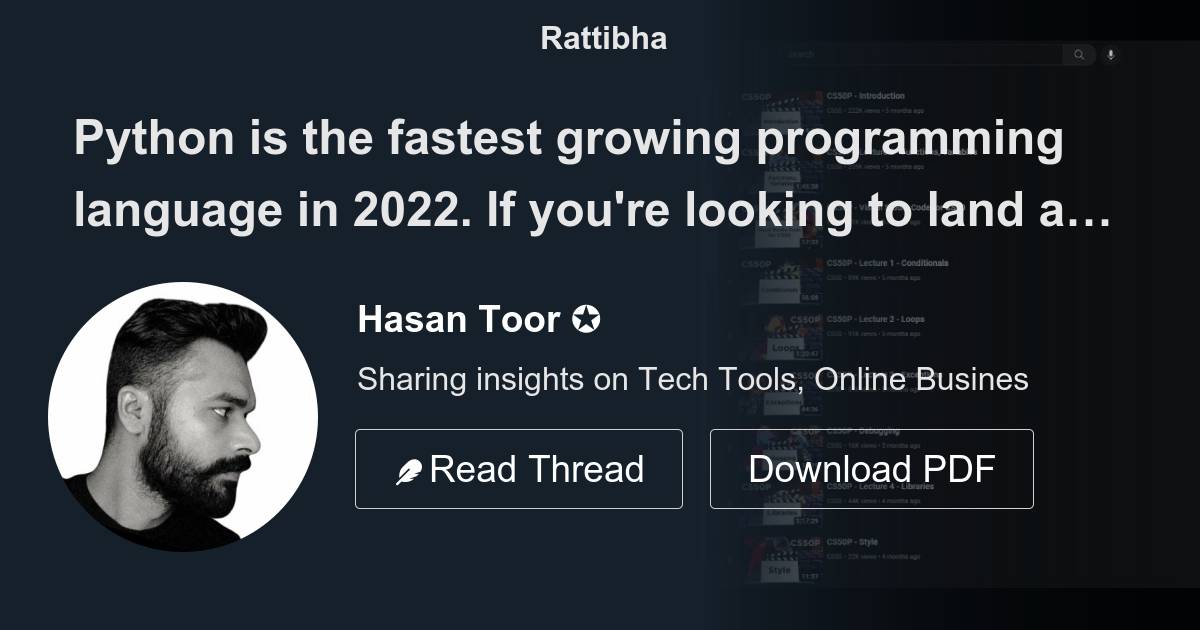 Python is the fastest growing programming language in 2022. If you're ...