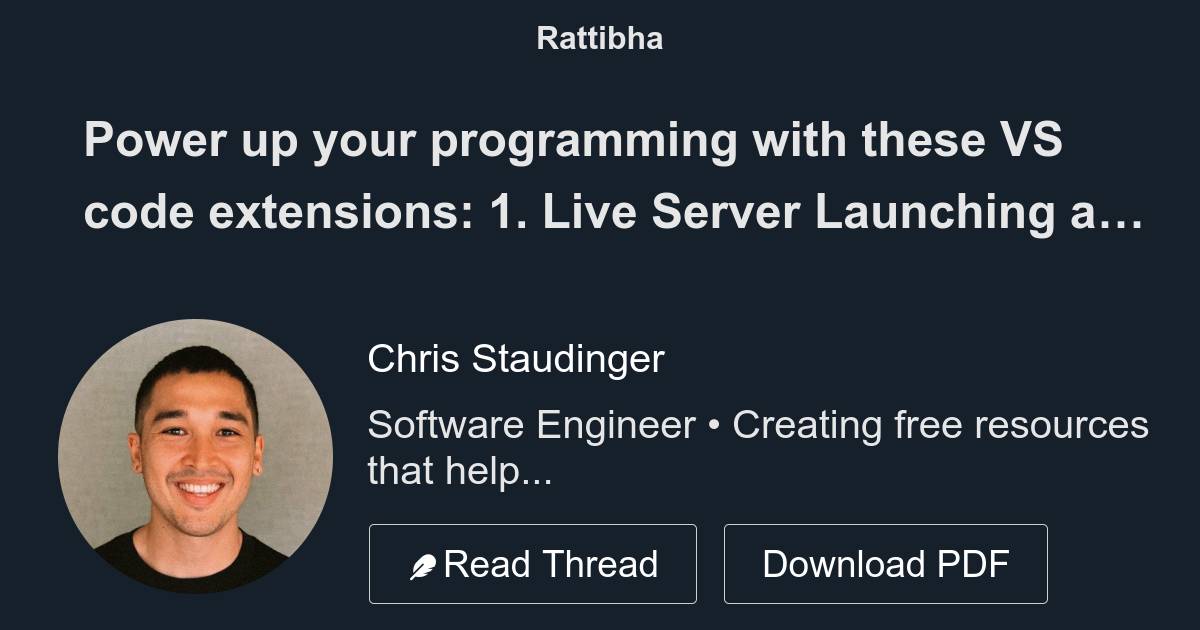 Power up your programming with these VS code extensions: - Thread from ...