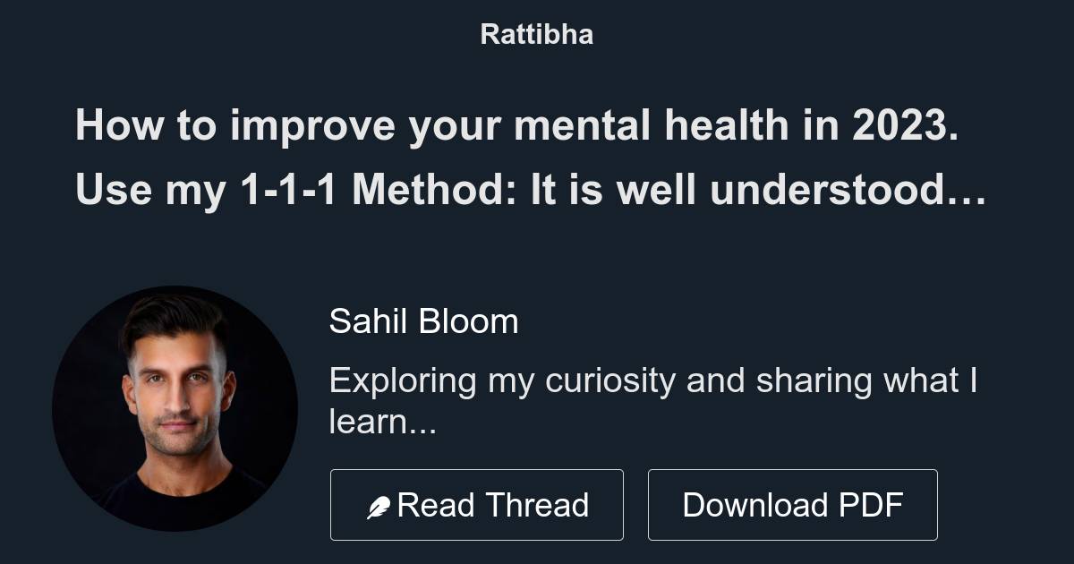 How to improve your mental health in 2023 use my 1 1 1 method