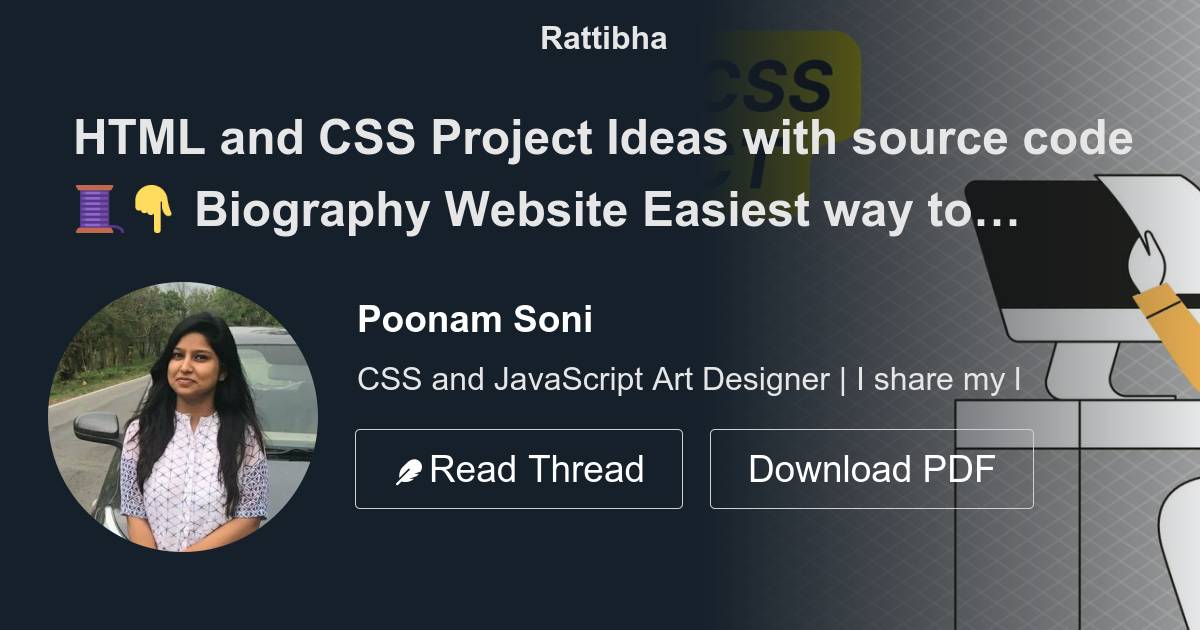 HTML and CSS Project Ideas with source code 🧵👇 - Thread from Poonam ...