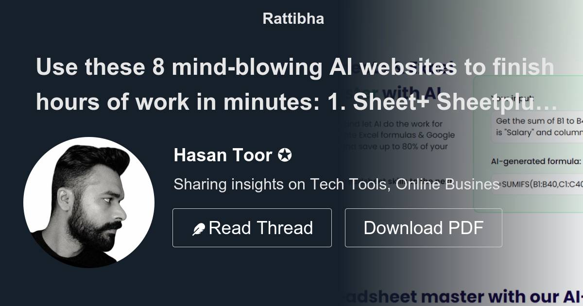 Hasan Toor ✪ on X: 30 Best AI Productivity Tools to finish hours of works  in seconds:  / X