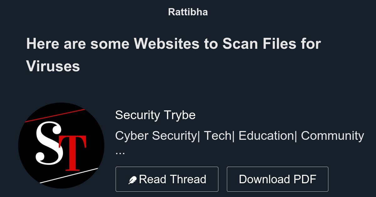 Here are some sites to Scan Files for Viruses Thread from Security
