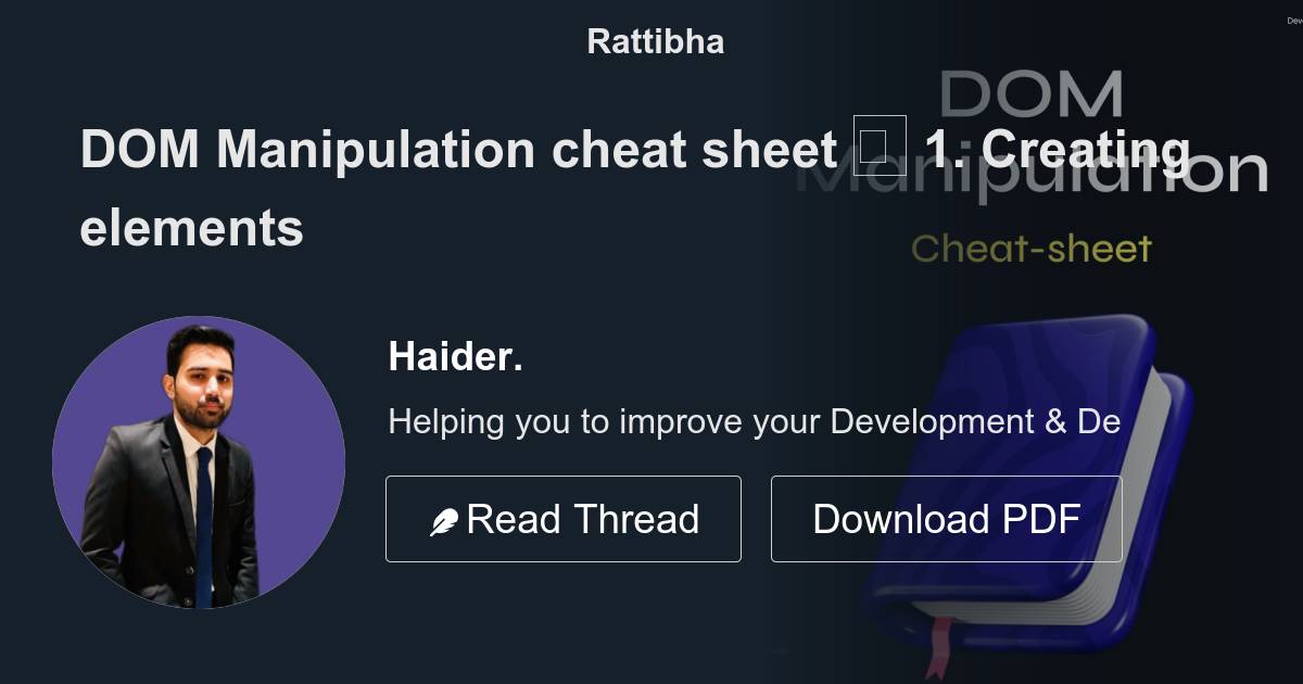 DOM Manipulation cheat sheet 🚀 - Thread from Haider. @slow_developer ...