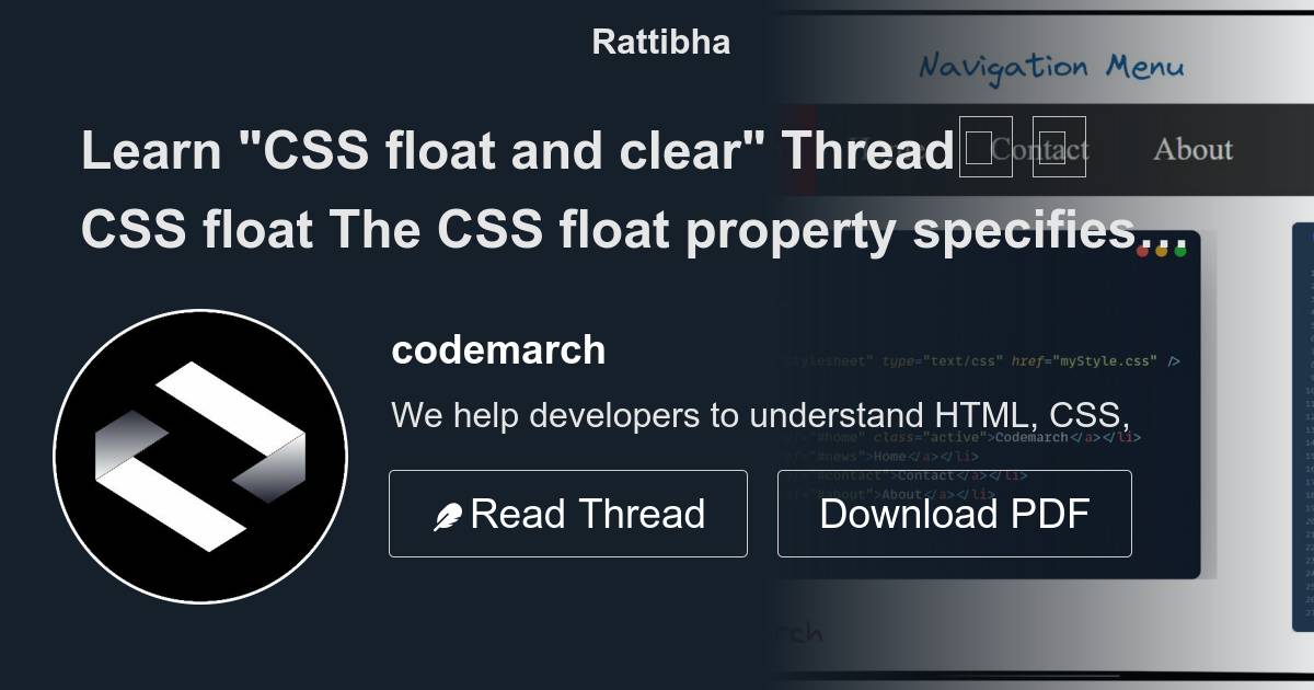 Learn "CSS float and clear" Thread🧵 Thread from codemarch codemarch