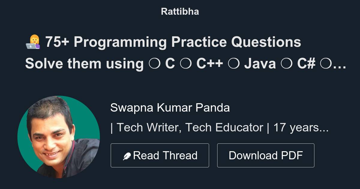 👩💻 75+ Programming Practice Questions Solve them using C C++ Java C# ...