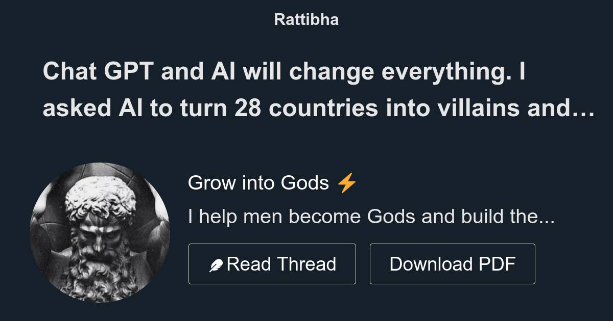 Chat GPT and AI will change everything. I asked AI to turn 28 countries ...