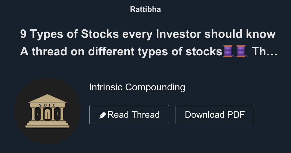 9 Types Of Stocks Every Investor Should Know A Thread On Different Types Of Stocks🧵🧵 The Best 0375