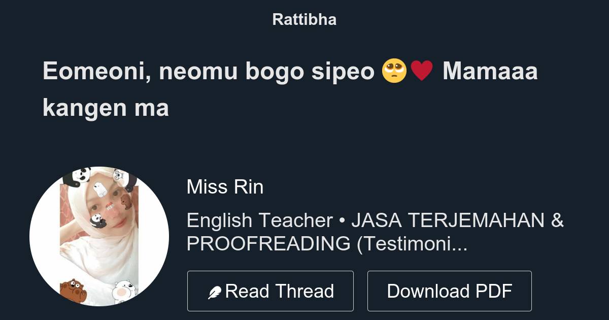 Eomeoni, neomu bogo sipeo 🥺♥️ Thread from Miss Ririn_English
