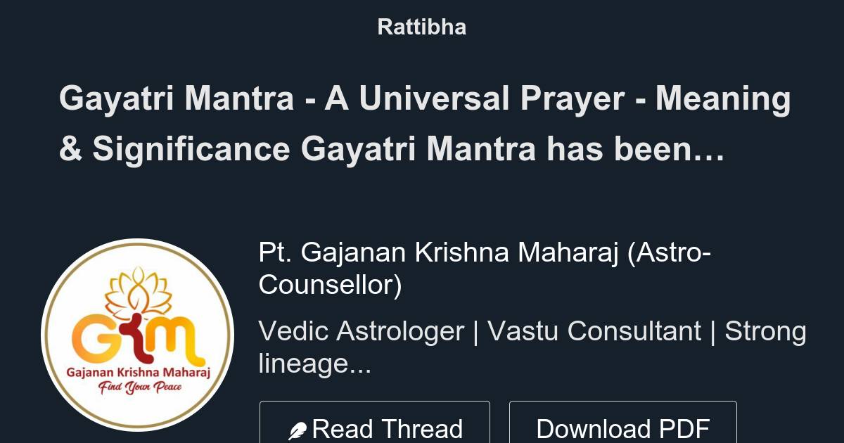 Gayatri Mantra - A Universal Prayer - Meaning & Significance Gayatri ...