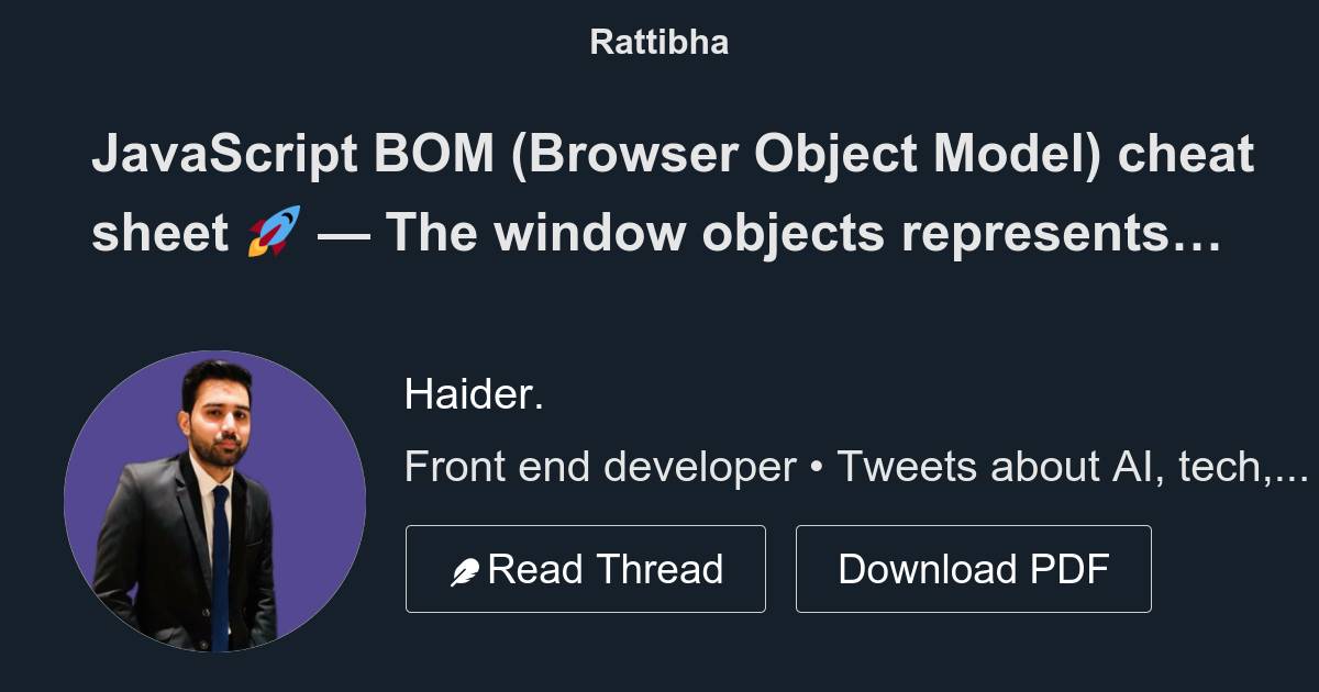 JavaScript BOM (Browser Object Model) cheat sheet 🚀 - Thread from ...