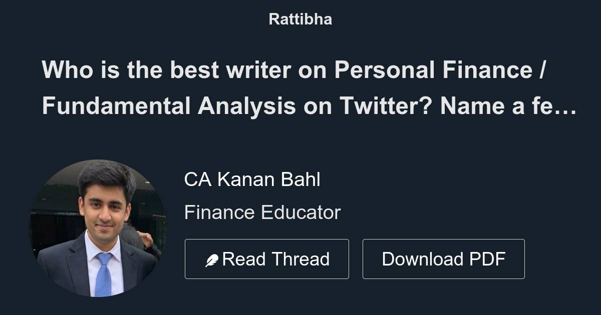 Who is the best writer on Personal Finance / Fundamental Analysis on ...