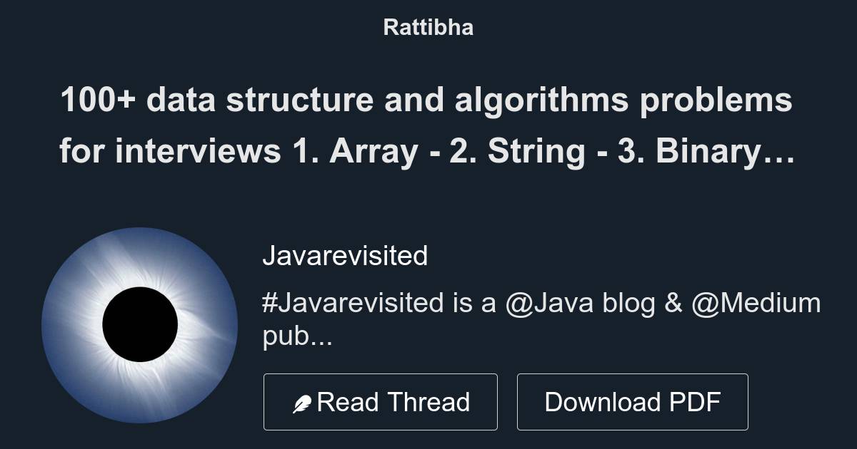 100+ Data Structure And Algorithms Problems For Interviews 1. Array ...