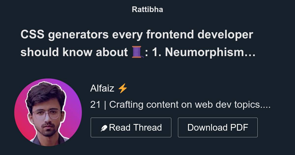 Css Generators Every Frontend Developer Should Know About 🧵 Thread