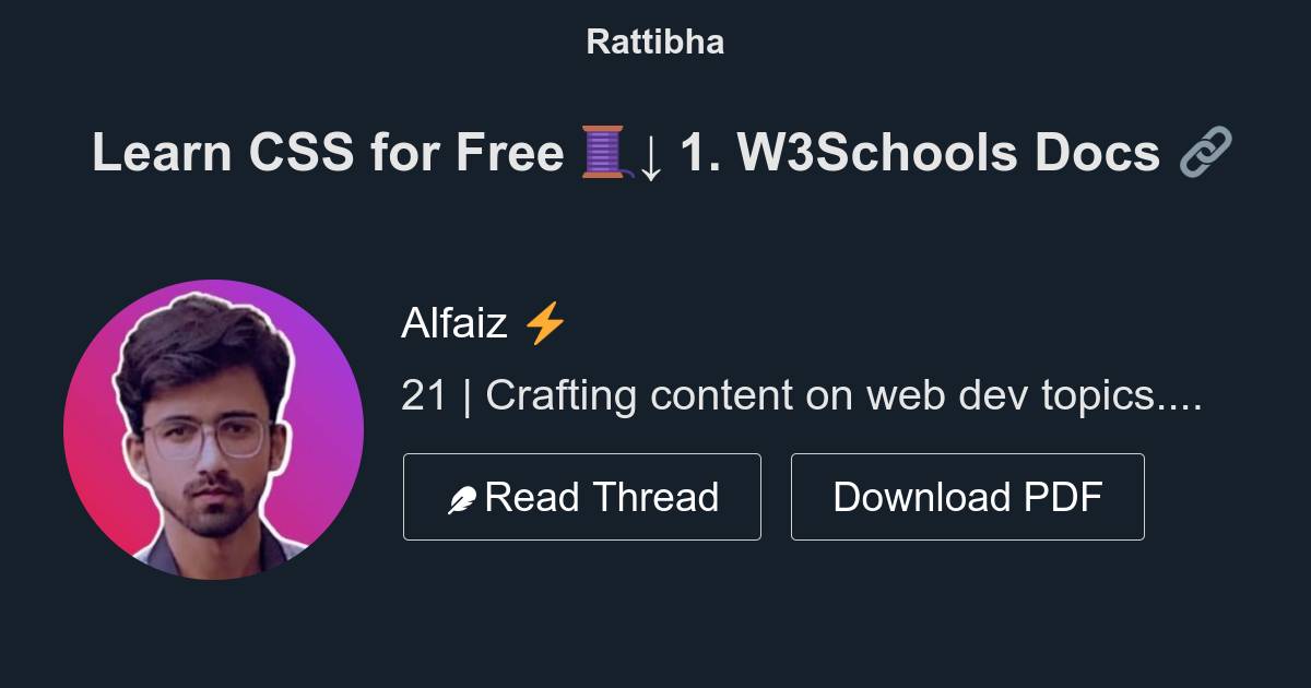 Learn css for free thread from alfaiz ali heyalfaiz rattibha