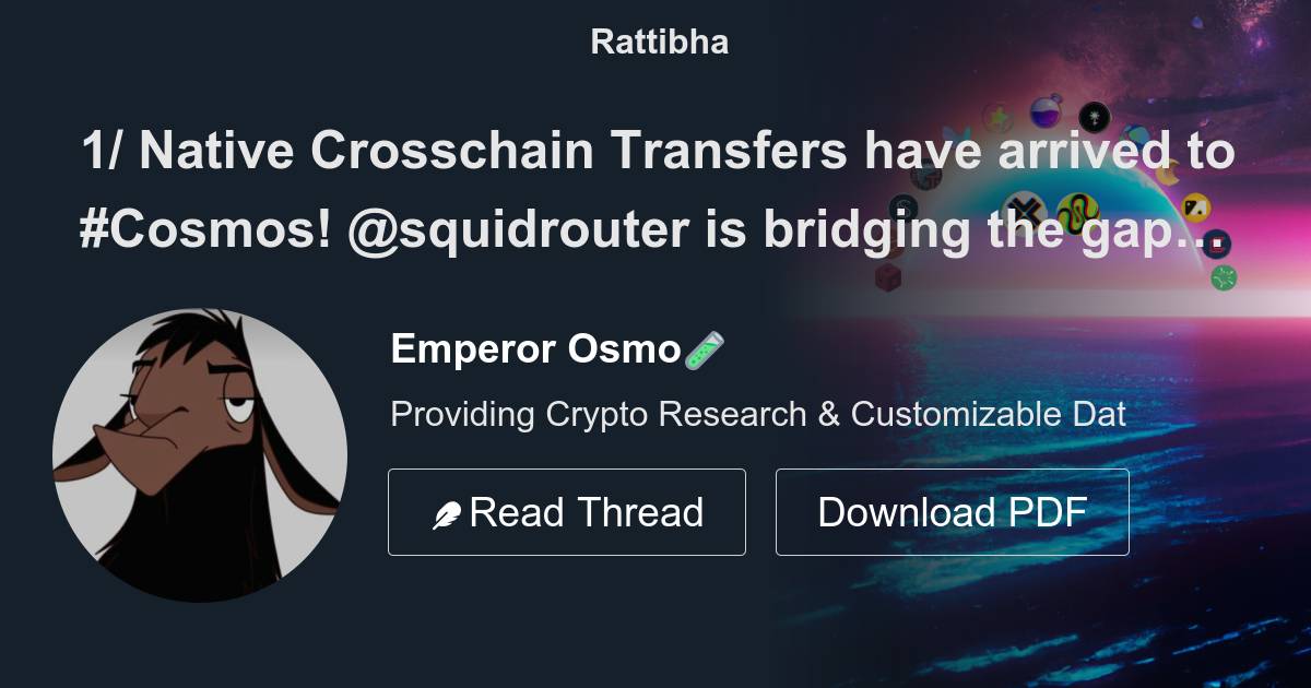 1/ Native Crosschain Transfers have arrived to #Cosmos! @squidrouter is ...