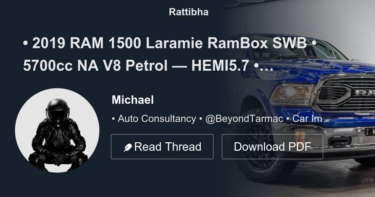 2019 RAM 1500 Laramie RamBox SWB • 5700cc NA V8 Petrol — HEMI5.7