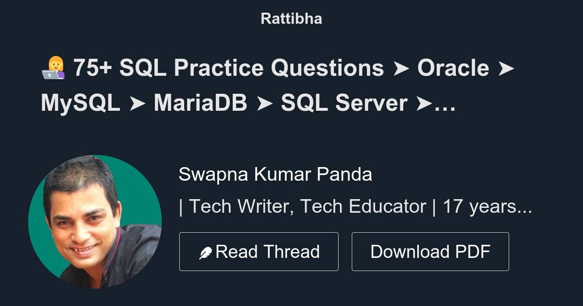  75 sql practice questions oracle mysql mariadb sql server