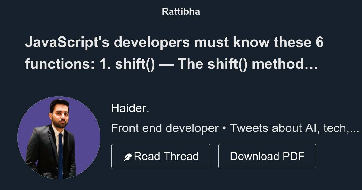 JavaScript's developers must know these 6 functions: - Thread from ...
