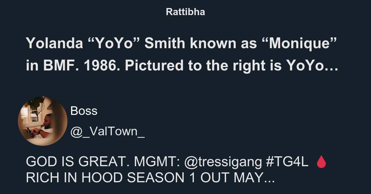 Yolanda “YoYo” Smith known as “Monique” in BMF. 1986. Pictured to the