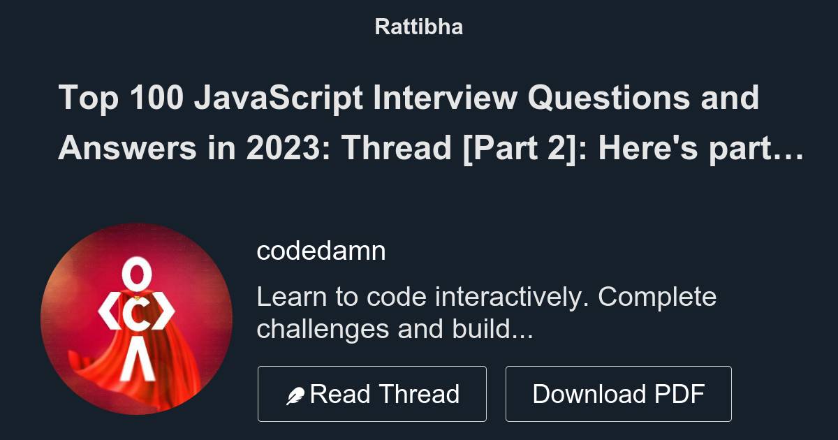 Top 100 Javascript Interview Questions And Answers In 2023 Thread Part 2 Thread From 8650