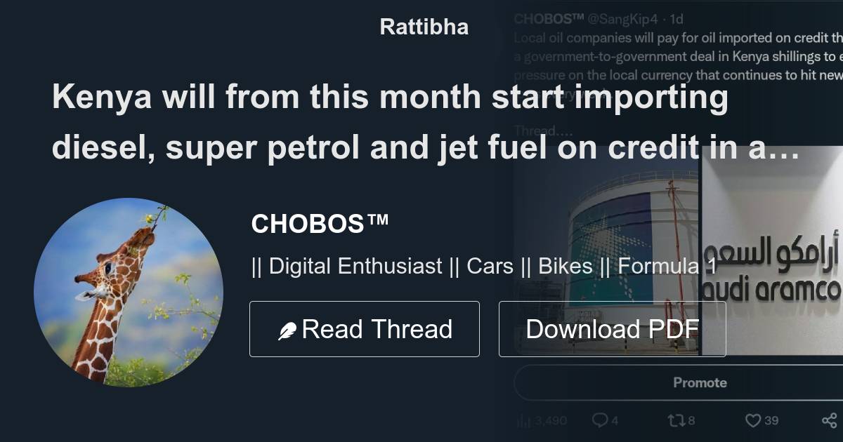 Kenya will from this month start importing diesel, super petrol and jet