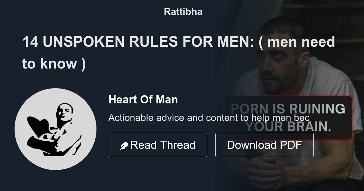 14 Unspoken Rules For Men Men Need To Know Thread From Heart Of