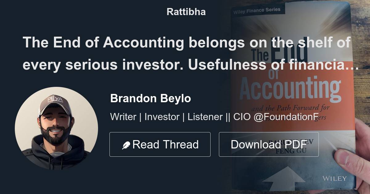The End of Accounting belongs on the shelf of every serious investor ...