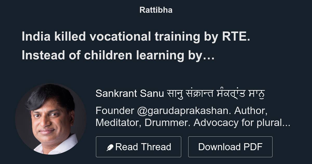 India Killed Vocational Training By RTE Instead Of Children Learning india-killed-vocational-training-by-rte-instead-of-children-learning