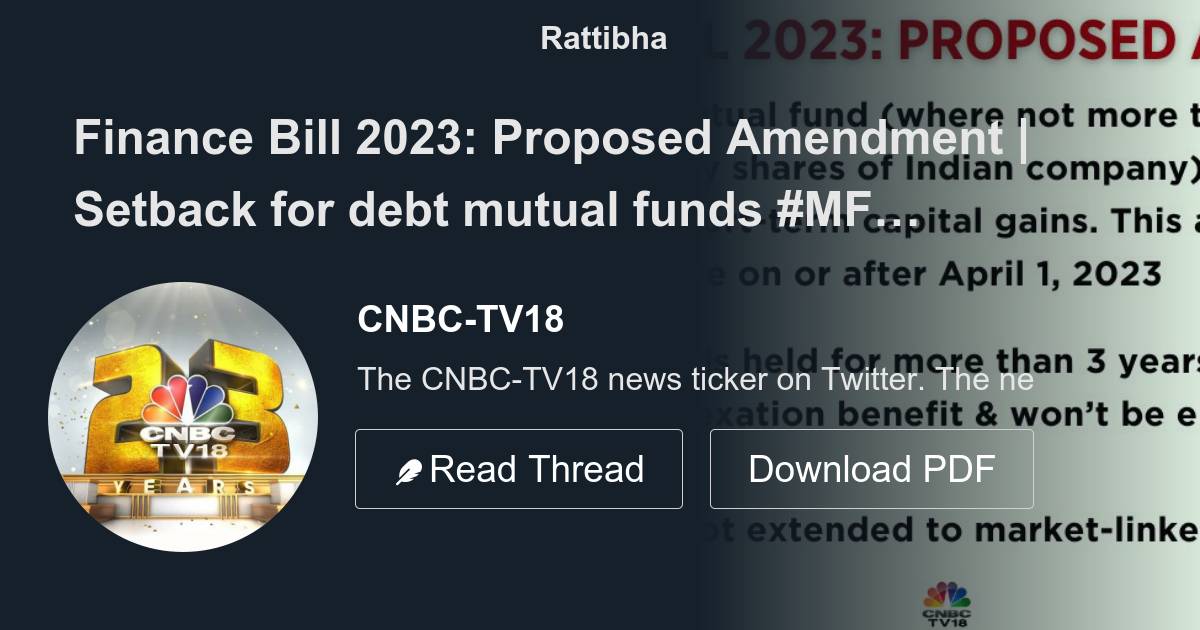 Finance Bill 2023 Proposed Amendment Setback for debt mutual funds 