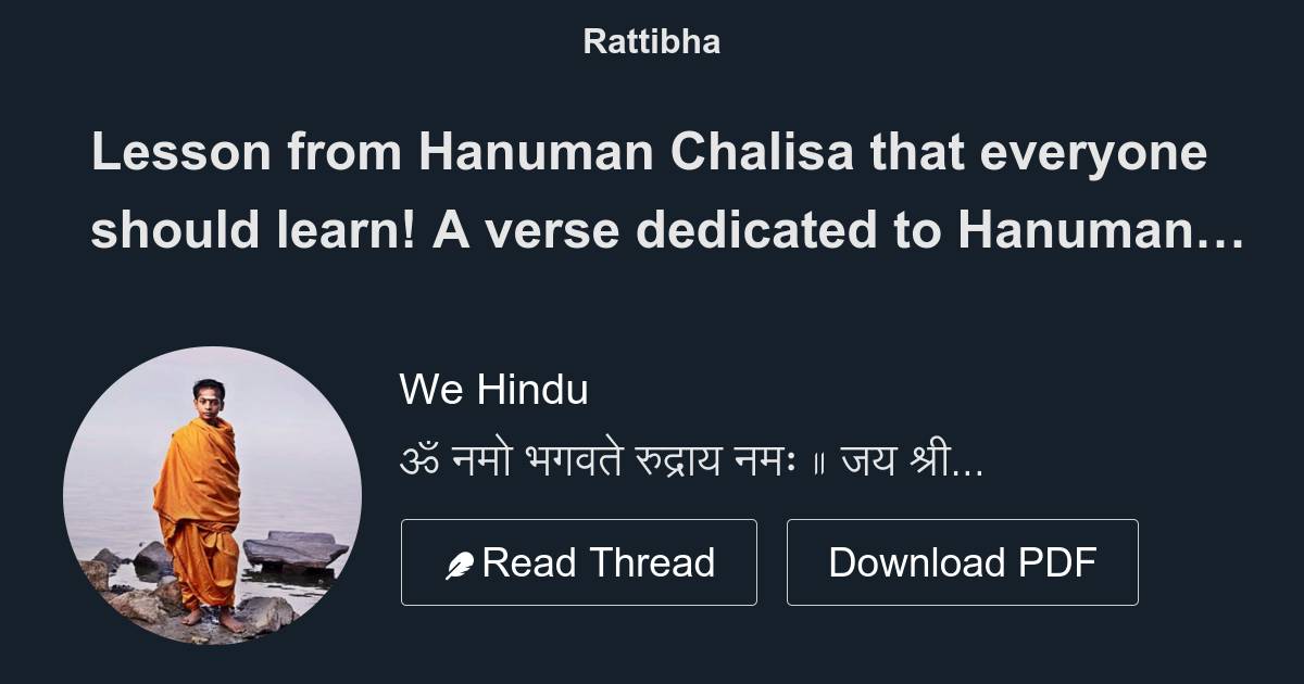 Lesson From Hanuman Chalisa That Everyone Should Learn Thread From We Hindu Sanatantalks 2909